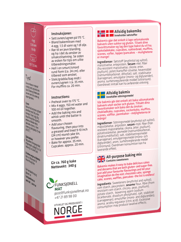 Sukrin Bakemix, glutenfri og sukkerfri, 340 g