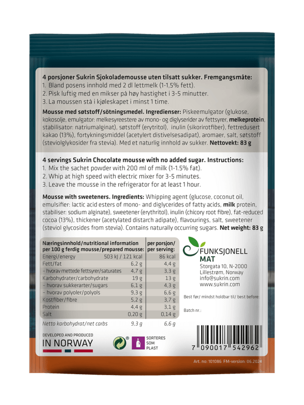 Sukrin Hazelnut mousse, 83 g